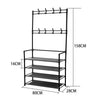 Black Metal Clothes Rail Rack Garment Stand Corner Open Wardrobe with Shelf