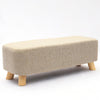 Small Linen Fabric Padded Footstool Footrest Pouffe Wooden Leg StoolHall Chair
