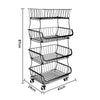 3/5/6 Tier Vegetable Fruit Trolley Cart Kitchen Rack Storage Basket Holder Shelf