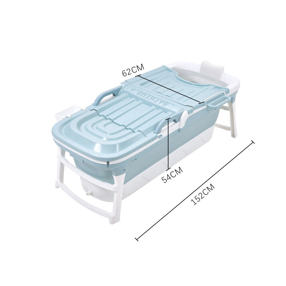 Folding Portable Bathtub Bath Tub Adult Child Warm Spa Sauna Soaking Barrel&Lid