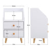 White Tall Cabinet Bedside Table Storage Narrow Chest of 2Drawer&Shelves Storage