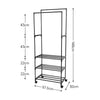 Black Metal Clothes Rail Rack Garment Stand Corner Open Wardrobe with Shelf