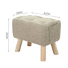 Small Linen Fabric Padded Footstool Footrest Pouffe Wooden Leg StoolHall Chair