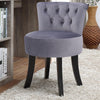 Soft Dressing Table Chair Vanity Makeup Stool Dining Seat Pouffe with Wood Legs