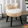 Soft Dressing Table Chair Vanity Makeup Stool Dining Seat Pouffe with Wood Legs
