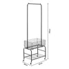 Black Metal Clothes Rail Rack Garment Stand Corner Open Wardrobe with Shelf