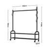 Black Metal Clothes Rail Rack Garment Stand Corner Open Wardrobe with Shelf
