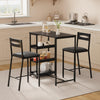 3-Piece Dining Table Set with Storage Shelves,Kitchen Table with 2 Padded Chairs