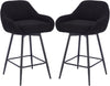Set of 2 Swivel Bar Stools 26" Counter Height,Upholstered w/ Backrest&Armrests