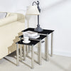 Nest of 3 Black Clear Tempered Glass Side End Lamp Sofa Tables Nested Tables