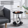 Nest of 3 Black Clear Tempered Glass Side End Lamp Sofa Tables Nested Tables