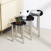 Nest of 3 Black Clear Tempered Glass Side End Lamp Sofa Tables Nested Tables