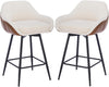 Set of 2 Swivel Bar Stools 26" Counter Height,Upholstered w/ Backrest&Armrests