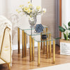 Nest of 3 Black Clear Tempered Glass Side End Lamp Sofa Tables Nested Tables