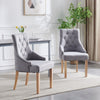 2x Fabric PU Leather Dining Chairs Button-Tufted Upholstered Wood Legs Armchairs