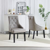 2x Fabric PU Leather Dining Chairs Button-Tufted Upholstered Wood Legs Armchairs