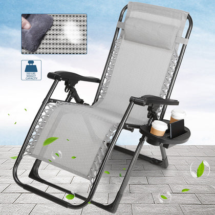 1X Heavy Duty Zero Gravity Chair Folding Lounge Beach Outdoor Square Frame