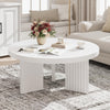 85cm Round Fluted Coffee Table Mid Century Modern Centre Table for Living Room