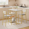 3-Piece Dining Table Set with Storage Shelves,Kitchen Table with 2 Padded Chairs