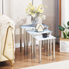Nest of 3 Black Clear Tempered Glass Side End Lamp Sofa Tables Nested Tables