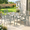 7 Pieces Garden Dining Set with Stackable Chairs with Umbrella Hole
