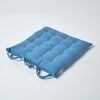 Dining Chair Seat Pads 100% Cotton Square Thick Booster Cushion Plain with Strap