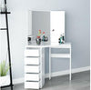 Corner Dressing Table 3 Mirror 5 Drawers Desk Set & Small Stool Black White Grey
