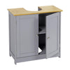 Grey/Bamboo Wooden Bathroom Cabinet Shelf Cupboard Storage Unit Free Standing