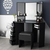 Corner Dressing Table 3 Mirror 5 Drawers Desk Set & Small Stool Black White Grey