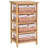 Drawer Wicker Basket Storage Shelf Unit Wooden Frame Home Organisation Natural