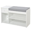 Shoe Storage Bench w/ Drawer 3 Compartments Cushion Home Boots Multifunction