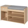Shoe Storage Bench w/ Drawer 3 Compartments Cushion Home Boots Multifunction