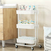 Portable Kitchen Trolley Cart Slim Rolling 3/4 Tier Storage Rack Trolley +Wheels