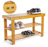 3Tier Shoe Rack Seating Bench Hallway Storage Organiser Holder Stand Bamboo
