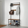 Coat Stand Hallway Shoe Rack Hanger Shelf Footwear Storage Vintage Wooden Black