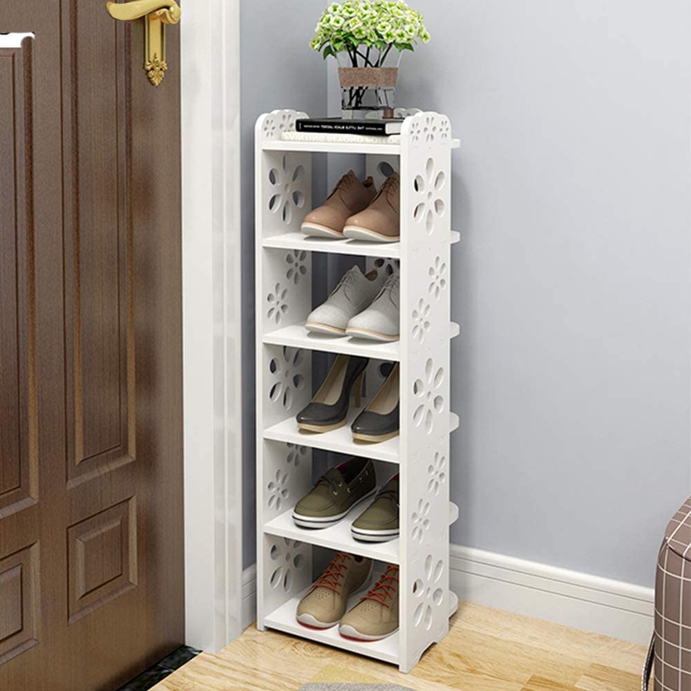 White Wooden 7-Tier Shoe Organizer Rack