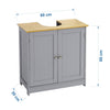 Grey/Bamboo Wooden Bathroom Cabinet Shelf Cupboard Storage Unit Free Standing