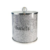 Crystal Diamond Biscuit Jars Tin Canisters Kitchen Storage Silver Crushed
