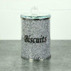 Crystal Diamond Biscuit Jars Tin Canisters Kitchen Storage Silver Crushed