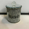 Crystal Diamond Biscuit Jars Tin Canisters Kitchen Storage Silver Crushed