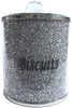 Crystal Diamond Biscuit Jars Tin Canisters Kitchen Storage Silver Crushed