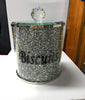Crystal Diamond Biscuit Jars Tin Canisters Kitchen Storage Silver Crushed