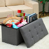 GREY LARGE LINEN FOLDING STORAGE OTTOMAN POUFFE SEAT FOOT STOOL STORAGE BOX
