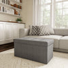 GREY LARGE LINEN FOLDING STORAGE OTTOMAN POUFFE SEAT FOOT STOOL STORAGE BOX