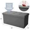 GREY LARGE LINEN FOLDING STORAGE OTTOMAN POUFFE SEAT FOOT STOOL STORAGE BOX