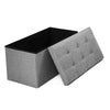 GREY LARGE LINEN FOLDING STORAGE OTTOMAN POUFFE SEAT FOOT STOOL STORAGE BOX
