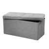 GREY LARGE LINEN FOLDING STORAGE OTTOMAN POUFFE SEAT FOOT STOOL STORAGE BOX