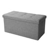 GREY LARGE LINEN FOLDING STORAGE OTTOMAN POUFFE SEAT FOOT STOOL STORAGE BOX