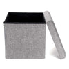 GREY LARGE LINEN FOLDING STORAGE OTTOMAN POUFFE SEAT FOOT STOOL STORAGE BOX