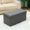 GREY LARGE LINEN FOLDING STORAGE OTTOMAN POUFFE SEAT FOOT STOOL STORAGE BOX